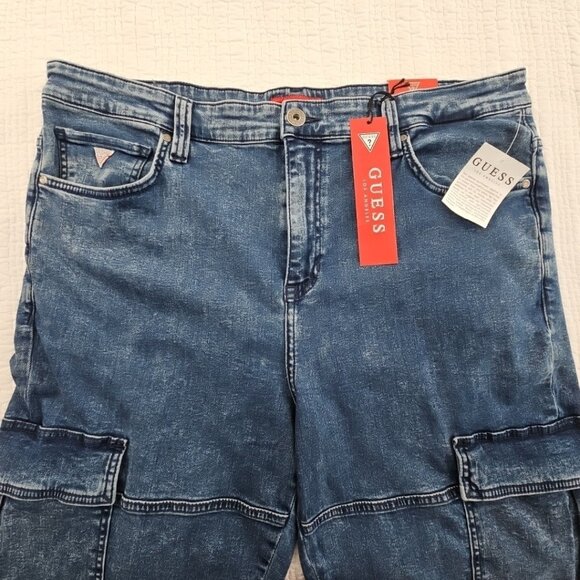Guess Denim Cargo Pants Men's 38x32 Med Wash NEW 7 Pockets Stretch NWT Comfort - Picture 8 of 16